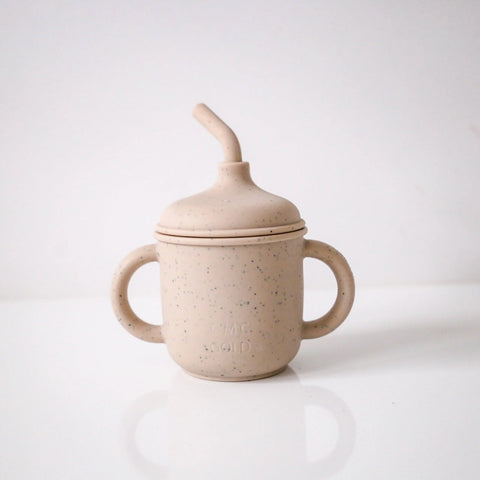 Silicone Sippy Cup with Straw - Speckled Latte - CMC Gold