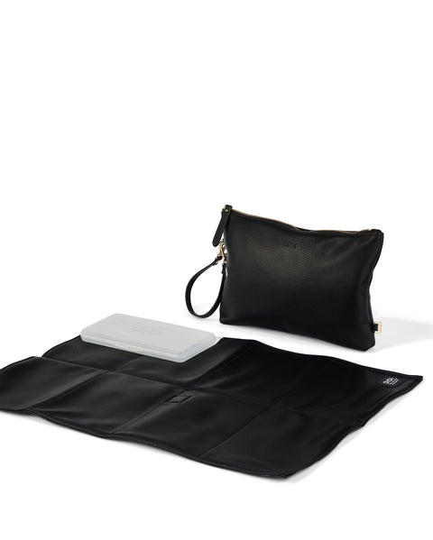 Nappy Changing Pouch - Black Faux Leather - OIOI