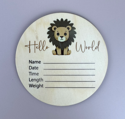 Hello World - Lion - Announcement Plaque - Luma Light