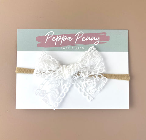White Lace Bow Headband - Ella - Peppa Penny