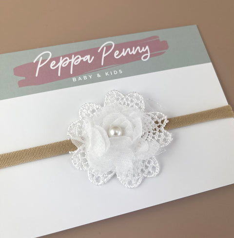 Crochet Flower Bow Headband - Emelia - Peppa Penny