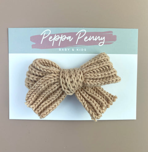 Crochet Bow Clip - Neutral Nala - Peppa Penny DISCOUNTED