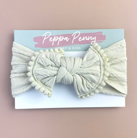 Stretchy Headband Bow - Lime Cream - Peppa Penny DISCOUNTED