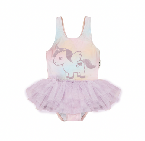Rainbow Swirl Glittercorn Ballet Swimsuit - Huxbaby DISCOUNTED