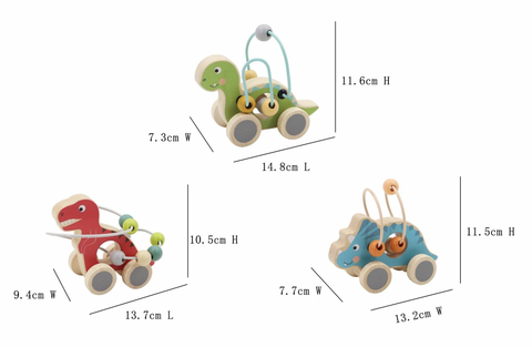 Wooden Wheelie Dino Beads Maze - Toys Link