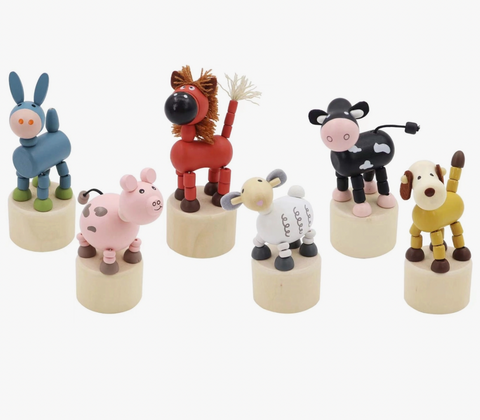 Wooden Farm Animal Press Toys - Toys Link