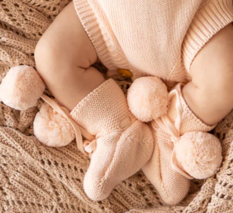 Knitted Booties - Pink Newborn - Kute Cuddles