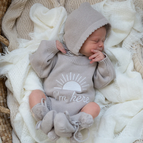 Knitted Beanie - Tan Newborn - Kute Cuddles