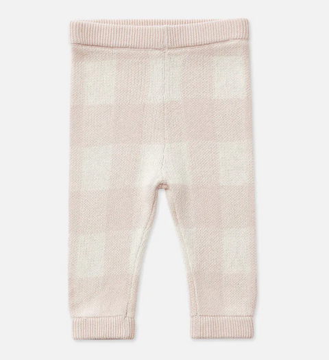 Knitted Legging - Ballet Pink Gingham - Miann & Co DISCOUNTED