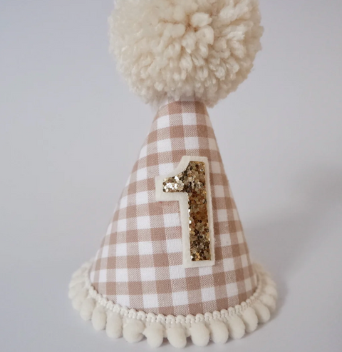Gingham Pattern Party Hat - Our Little Deer DISCOUNTED