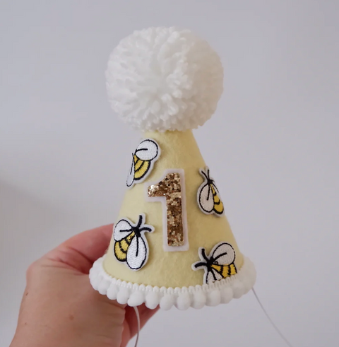 Yellow Bee Day Party Hat - Our Little Deer DISCOUNTED