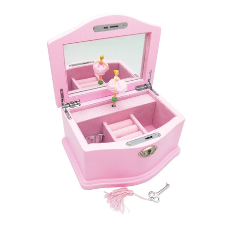 Wooden Ballerina Luxury Musical Jewellery Box - Pink Poppy