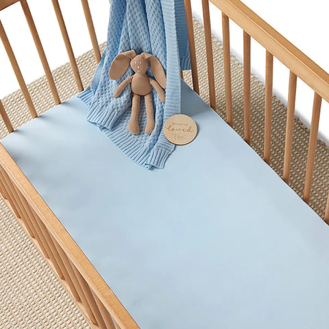 Baby Blue Organic Fitted Cot Sheet - Snuggle Hunny