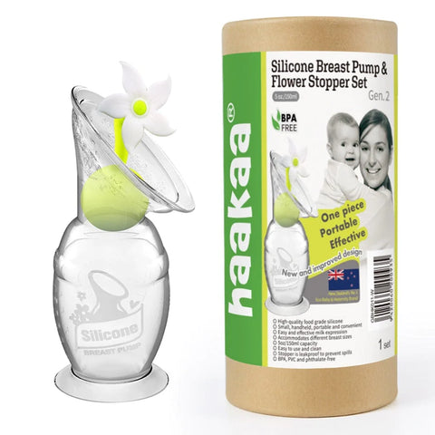 150ml Silicone Breast Pump & Flower Stopper Pack - White - Haakaa