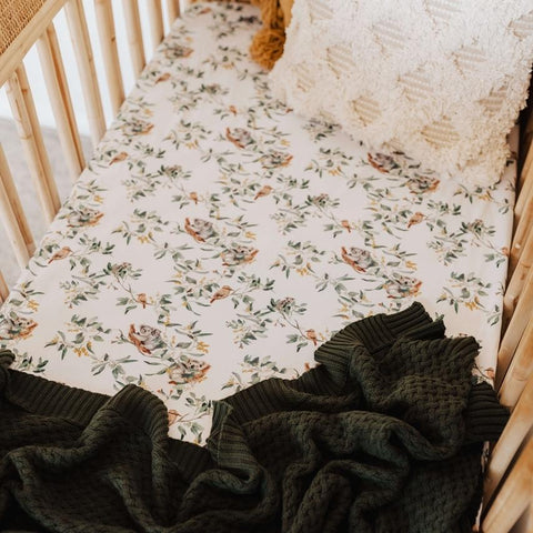 Eucalypt Fitted Cot Sheet- Snuggle Hunny Kids