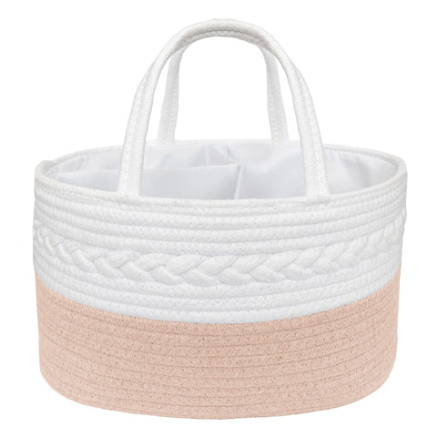 100% Cotton Rope Nappy Caddy - Blush/White - Living Textiles