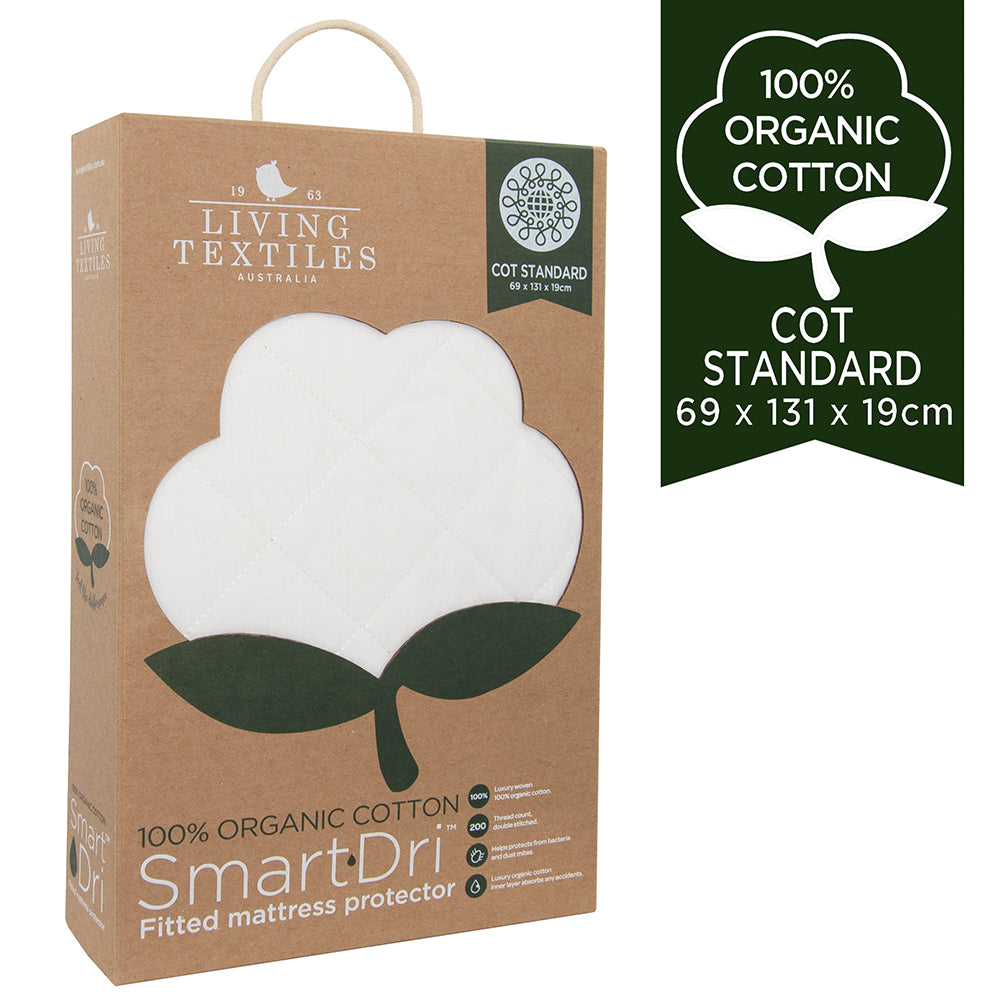 Organic SmartDri Mattress Protector Standard Cot Living Textiles