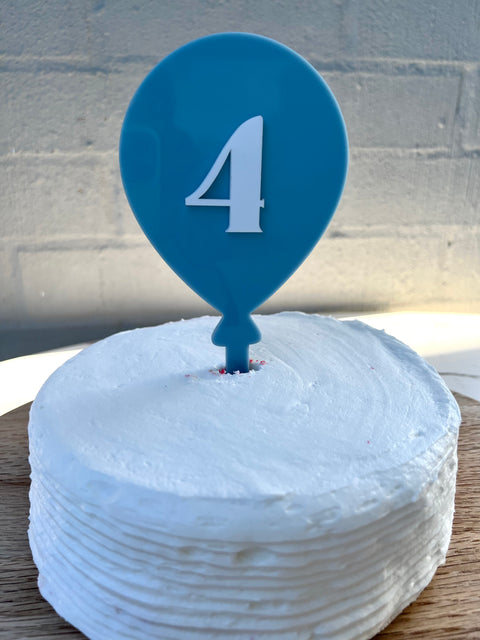 Balloon Cake Topper - 4 - Eggshell Blue/White - Mai Creative DISCOUNTED