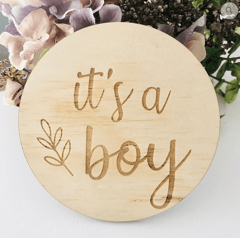 'It's a Boy' Botanical Announcement Disc - Timber Tinkers DISCOUNTED