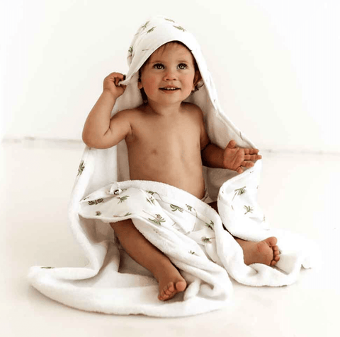 Green Palm Organic Hooded Towel - Snuggle Hunny