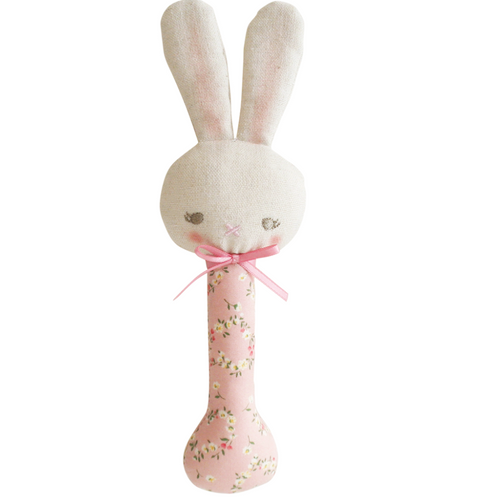 Baby Bunny Stick Rattle - Posy Heart - Alimrose