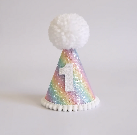 White Rainbow Party Hat - Our Little Deer DISCOUNTED