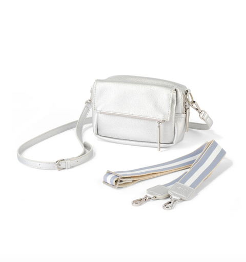 Playground Cross Body Bag - Faux Leather Silver - OIOI