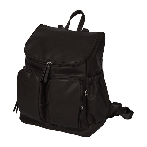 Faux Leather Nappy Backpack - Black - OIOI