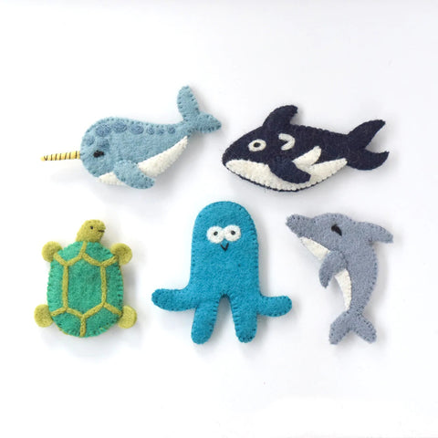 Ocean and Sea Creatures B - Finger Puppet Set - Tara's Treasures