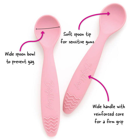 Silicone Spoons - 2 pack - Coral Pink - Brightberry