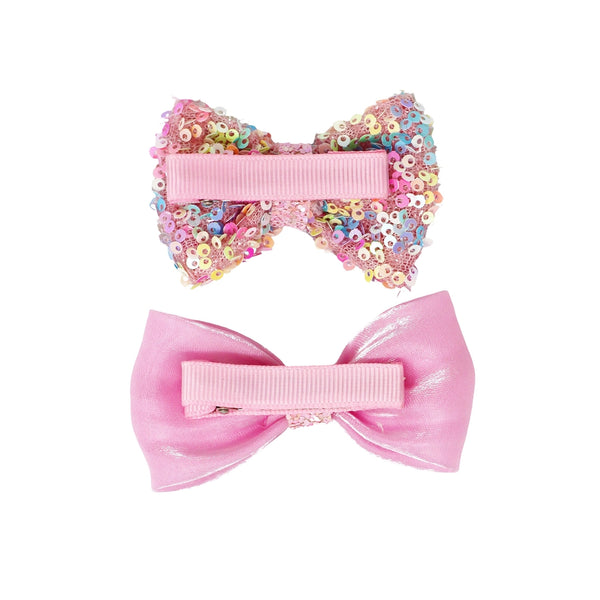 Bow Hair Clip Set - Pink Poppy