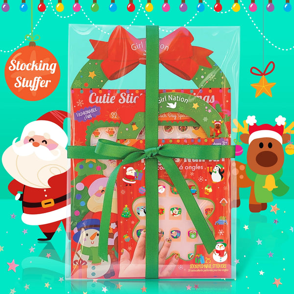 Holly Jolly Cutie Stick-On Earring and Nail Sticker Gift Set - Girl Nation