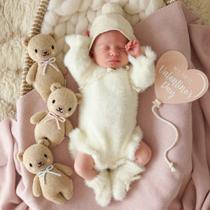 *Baby Honey Bear - Blush Bow - Cuddle & Kind