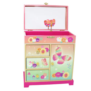 Rainbow Butterfly Large Music Box - Pink Poppy