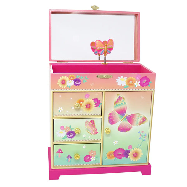 Rainbow Butterfly Large Music Box - Pink Poppy