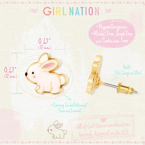 Glitter Rabbit Cutie Stud Earrings - Girl Nation
