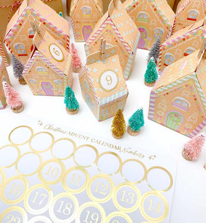Gingerbread House Village Christmas Advent Calendar - Black Bow Studio