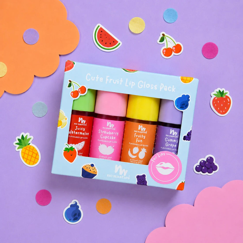 Cute Fruit Natural Kids Lip Gloss Gift Set - No Nasties