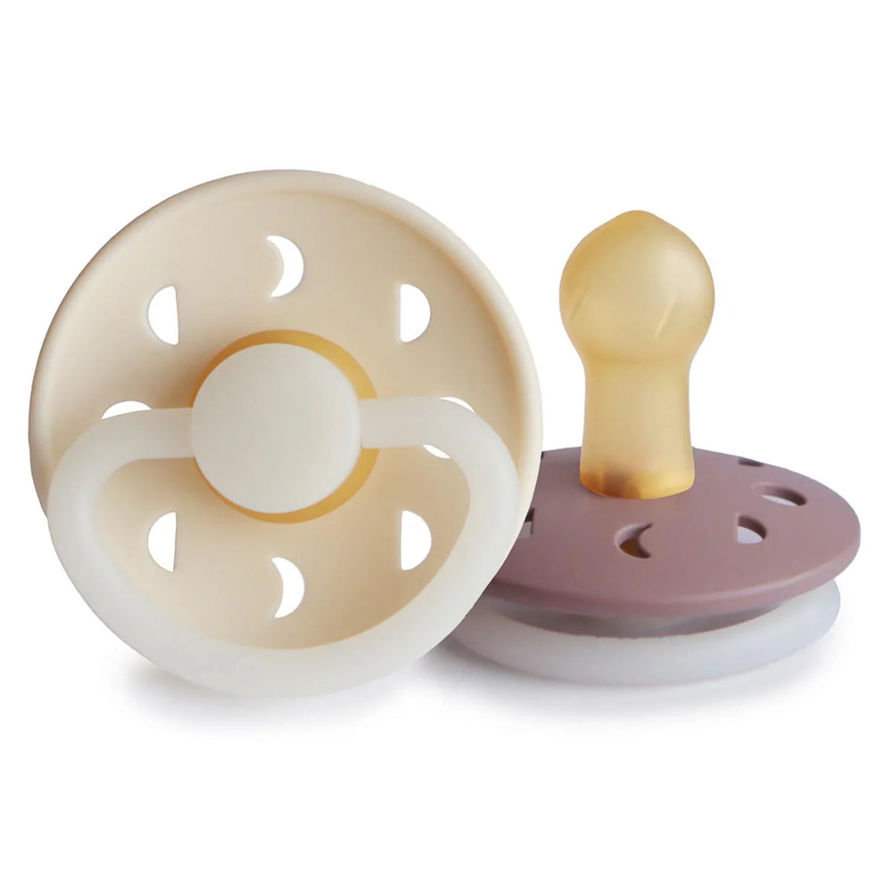 Moon Pacifier - NIGHT - 2 Pack Latex - Cream and Twilight Mauve - Frigg