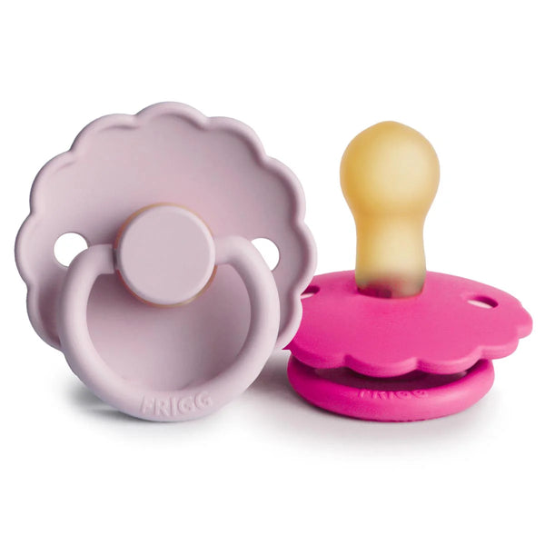 Daisy Pacifier - 2 Pack Latex - Soft Lilac and Fuchsia - Frigg