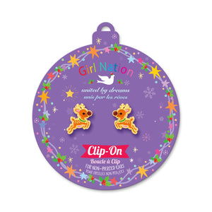 Clip On Earrings | Dashing Reindeer - Girl Nation