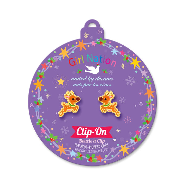 Clip On Earrings | Dashing Reindeer - Girl Nation