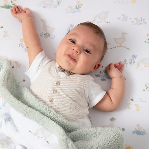 Organic Jersey Sherpa Blanket - Goosey Goosey - Living Textiles