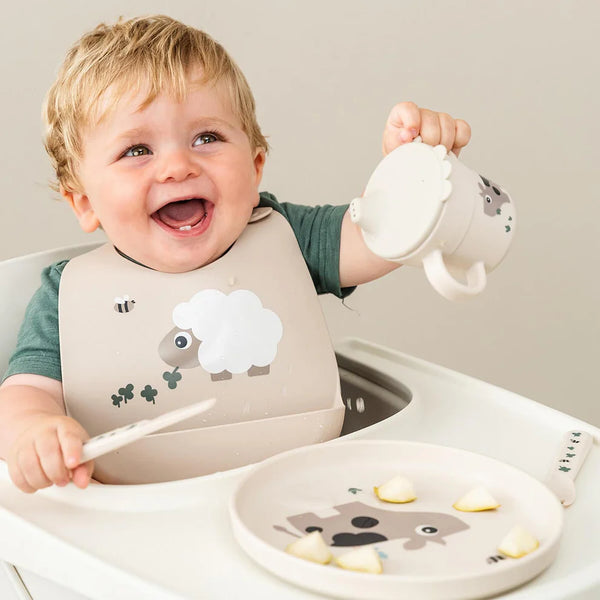 Silicone Bib Sheepy Sand - Done by Deer