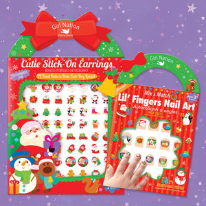Holly Jolly Cutie Stick-On Earring and Nail Sticker Gift Set - Girl Nation