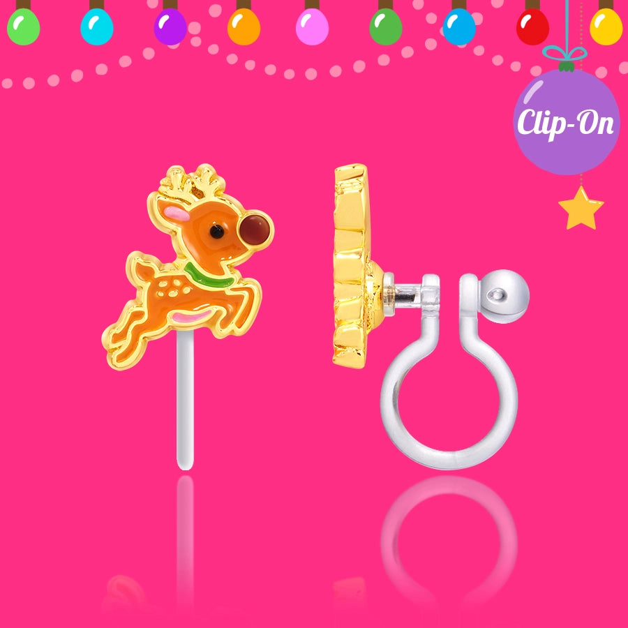 Clip On Earrings | Dashing Reindeer - Girl Nation