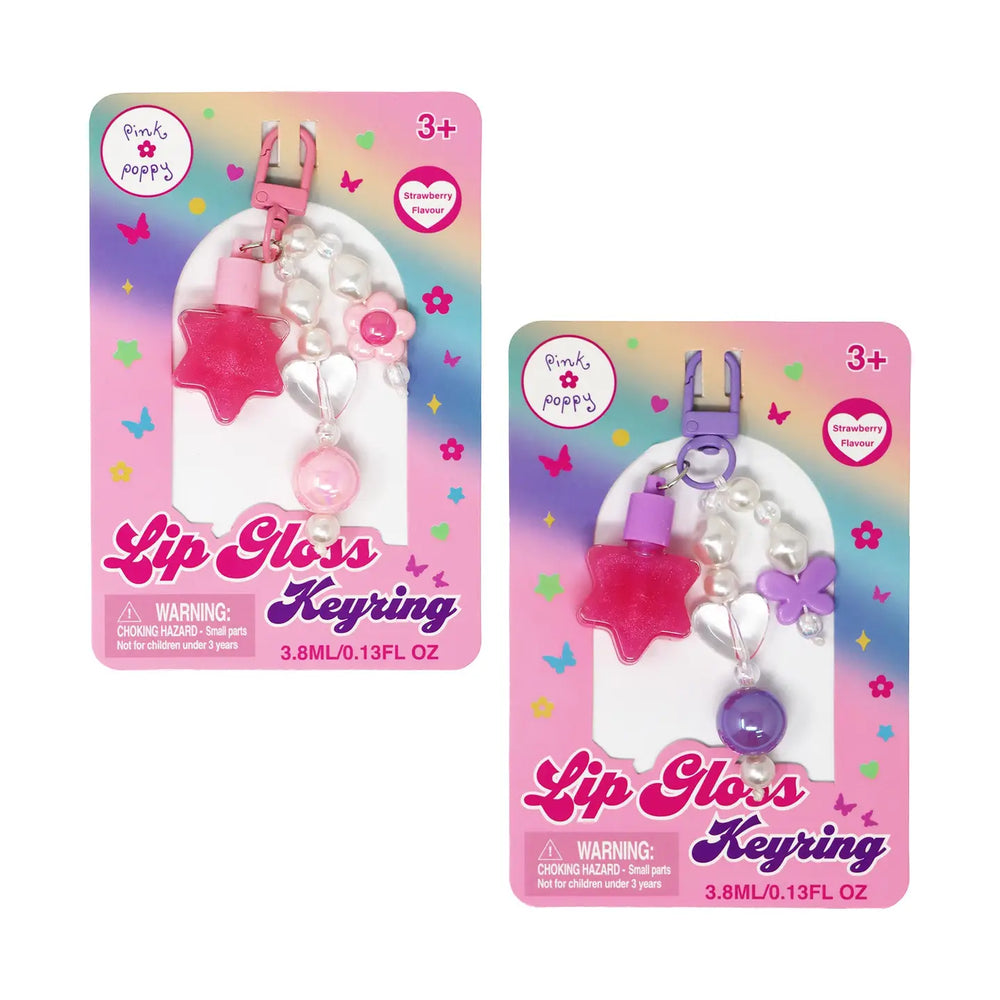 Tween Lip Gloss Keyring - Pink Poppy