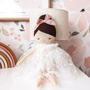 Mia Doll 44cm White Flocked Heart Tulle - Alimrose