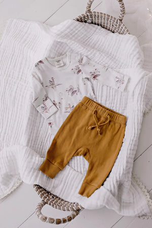 Ribbed Slouch Pants - Mustard - Confetti Kidz - DISCOUNTED