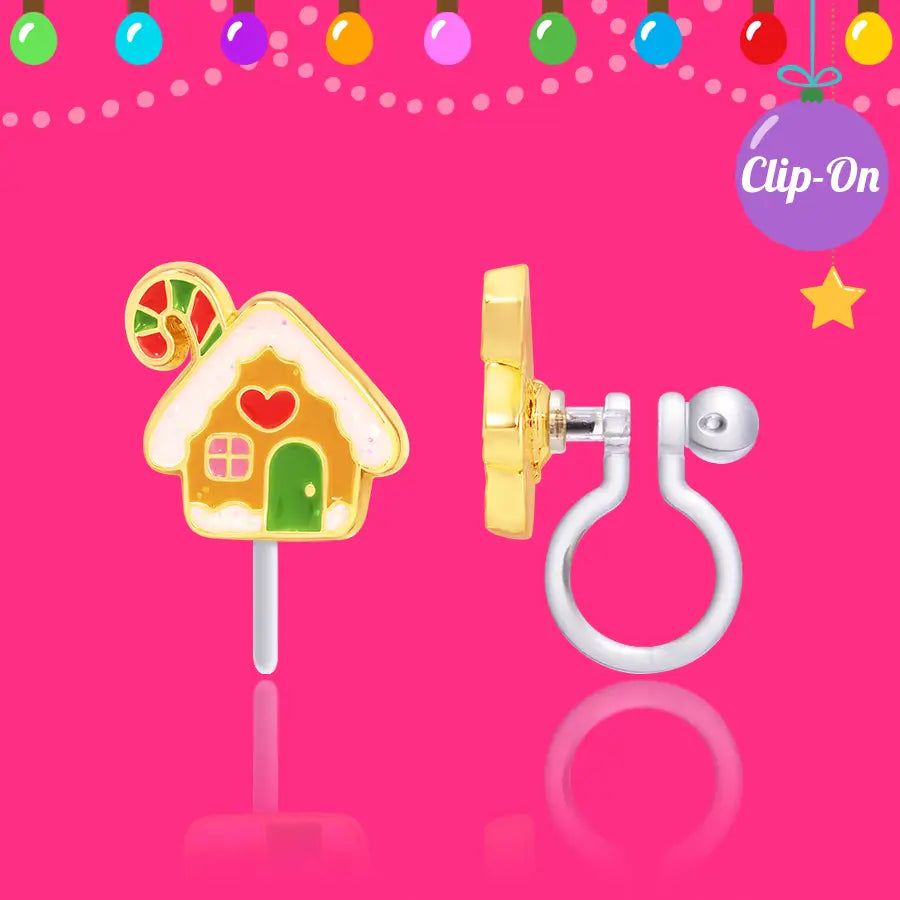 Clip On Earrings | Gingerbread House - Girl Nation